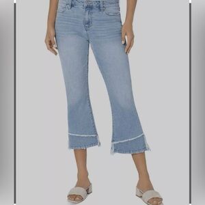 Liverpool The Crop Flare Fringe Hem Jeans Size 10/30 Casual Boho Holiday Vacay